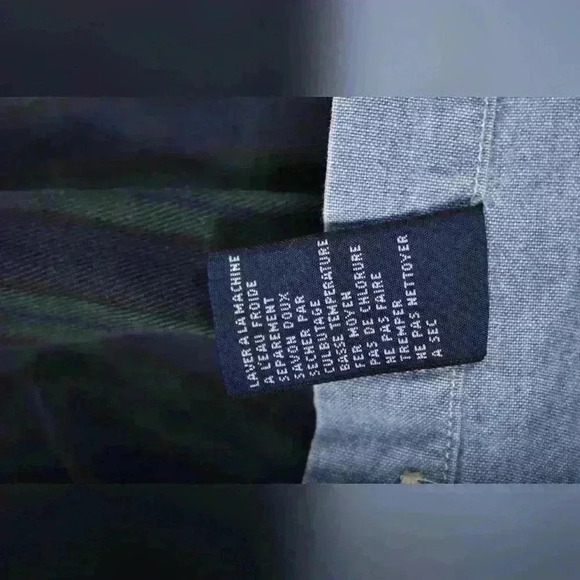 90s TOMMY HILFIGER JEANS Blue Cotton Chambray  Patchwork Oversized Shirt Medium - Picture 9 of 9